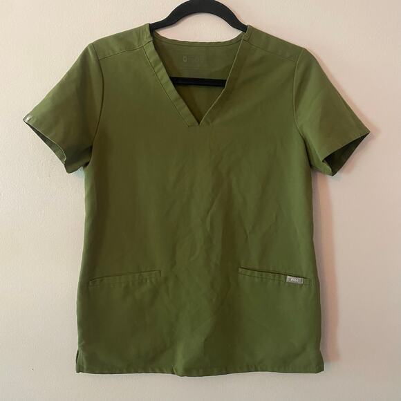 FIGS Women's size XS Dark Olive Green Casma Scrub Top Nurse Doctor Uniform - Picture 1 of 8